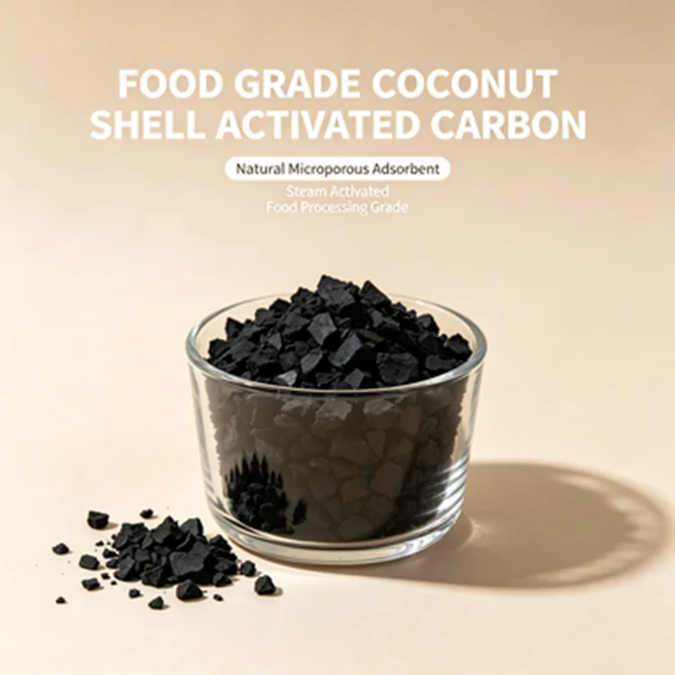 Carbón activado con cáscara de coco para procesamiento de alimentos