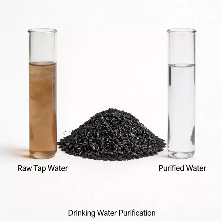Purificación de agua potable Carbono de cáscara de coco