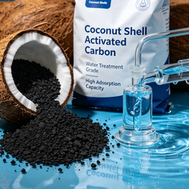 Carbón de cáscara de coco de alta pureza para la purificación de aguas residuales industriales