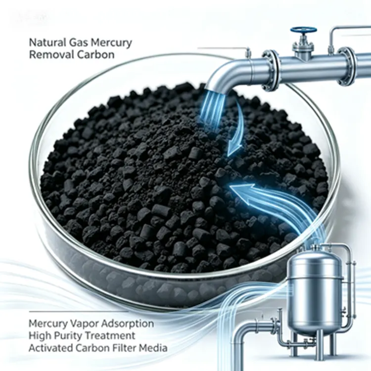 Carbón eliminador de mercurio para purificación de gases