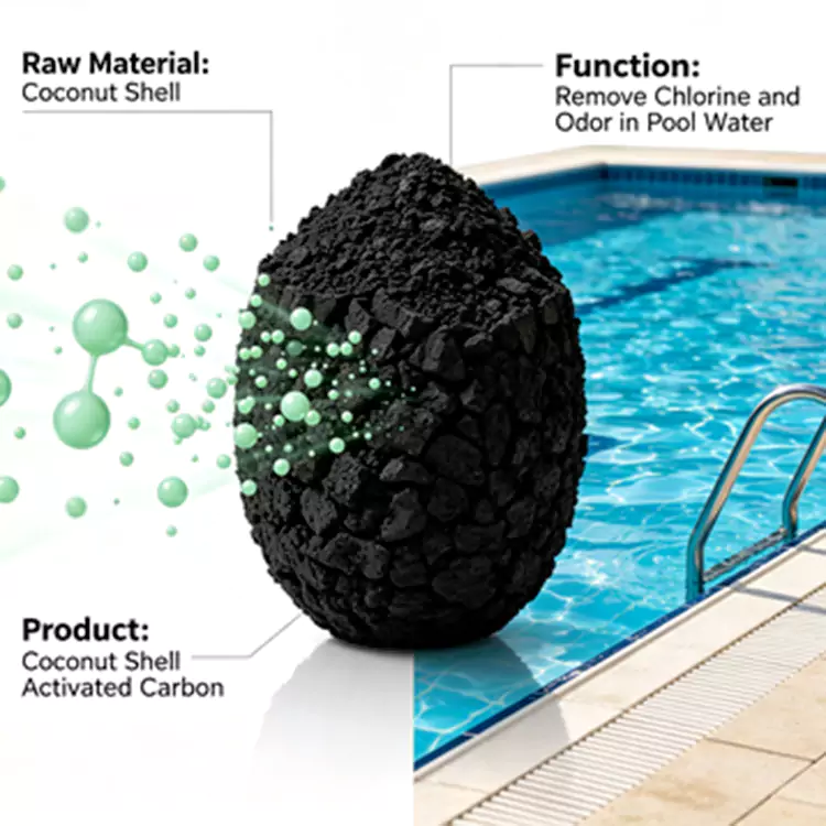 Carbono para decloración de piscinas y agua circulante
