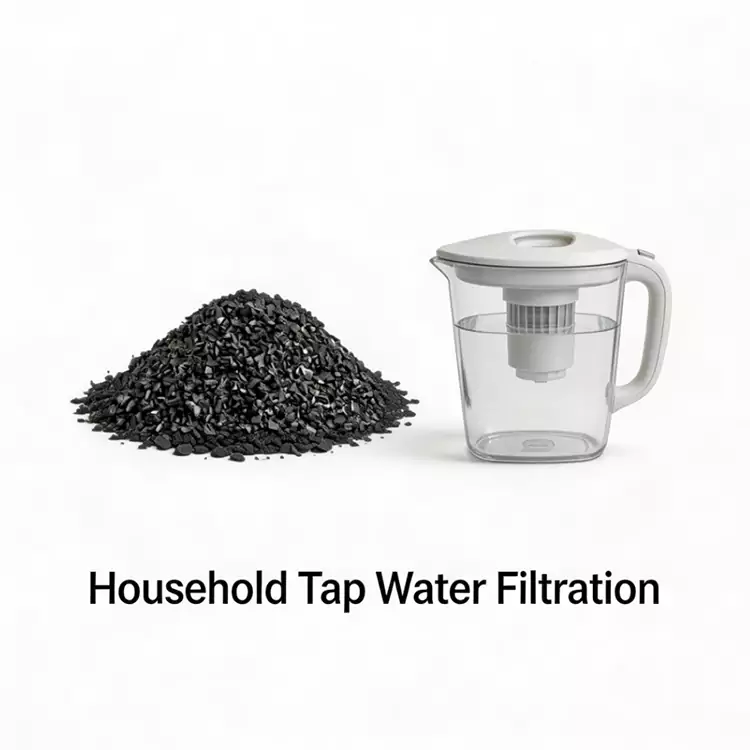 Filtración de agua del grifo Carbón activado con cáscara de coco